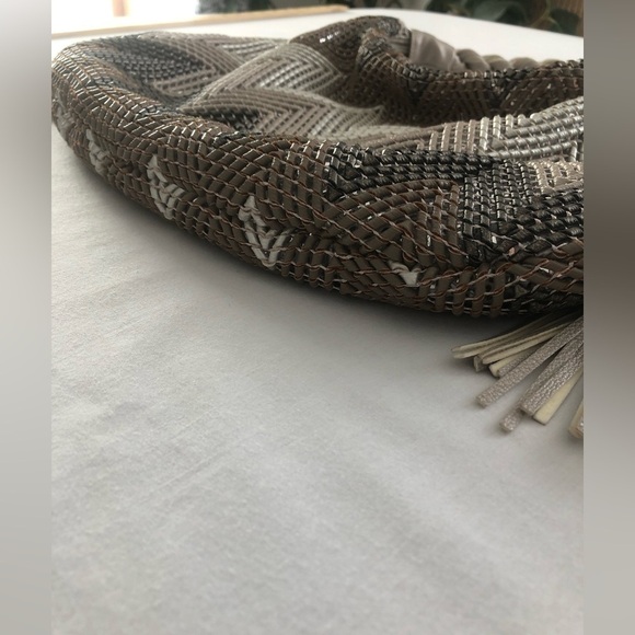 EUC BIG BUDDHA "BRANDI" Metallic Chevron Hobo Shimmer Slouch Bag - Picture 8 of 12